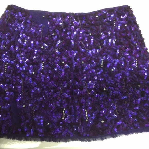 Alice + Olivia Purple Sequin Silk Mini Skirt - Picture 7 of 10